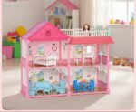 Casita de muñeca con luces, accesorios y muñequitas - Imagen 4