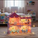 Casita de muñeca con luces, accesorios y muñequitas