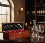 Set de vino de Lujo con 5 accesorios. Caja madera