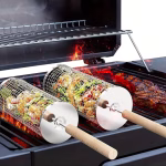 Asador de verduras para parrilla x 2 unidades, cesto giratorio